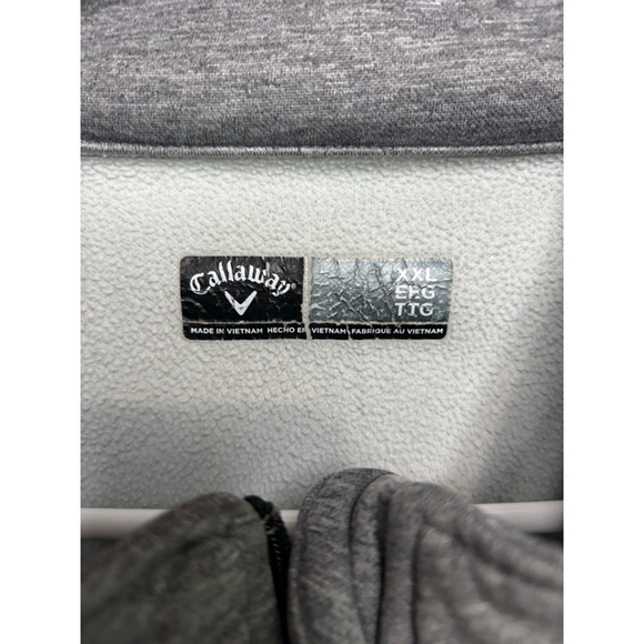 Men's Callaway Grey & Black Quarter-Zip Pullover Sweatshirt Pockets Fleece XXL - Picture 3 of 5